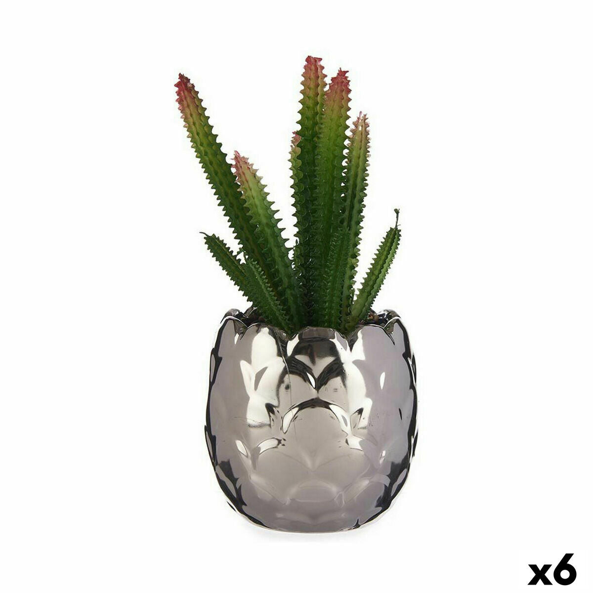 Plante décorative Ibergarden Céramique Plastique Cactus 10 x 20 x 10 cm (6 Unités)