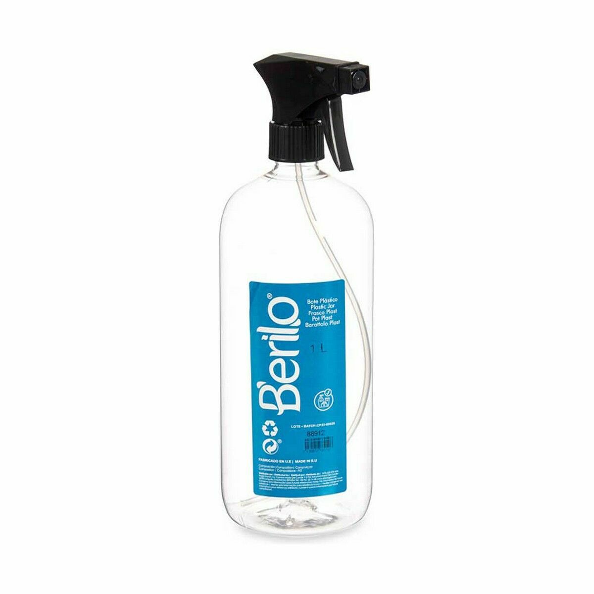 Bouteille Pulvérisatrice Berilo Noir Transparent Plastique 1 L (12 Unités)