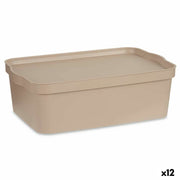 Boîte de rangement avec couvercle Kipit Beige Plastique 14 L (12 Unités)