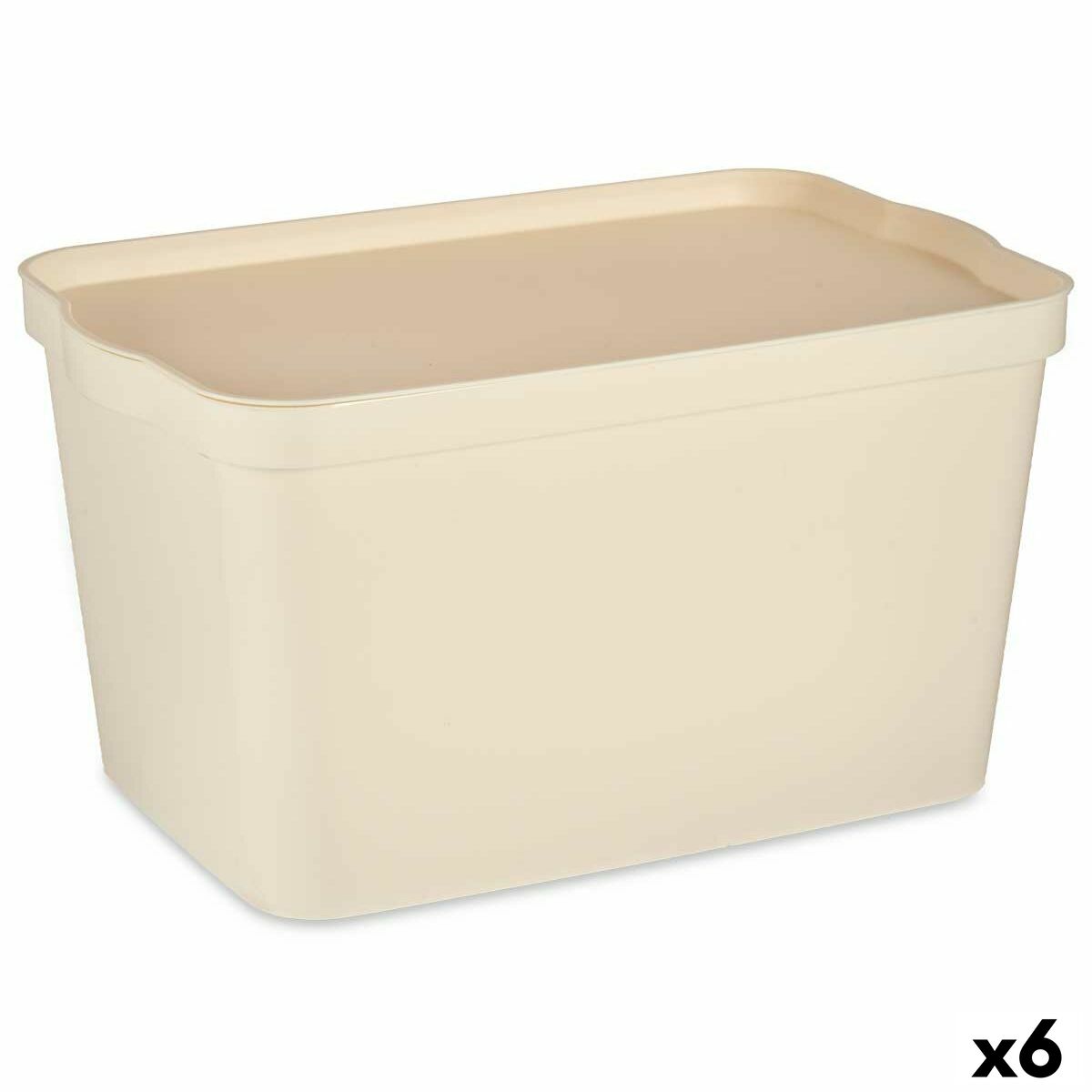Boîte de rangement avec couvercle Kipit Crème Plastique 24 L (6 Unités)