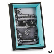 Cadre photo Gift Decor Bleu Noir Verre Bois MDF (6 Unités)