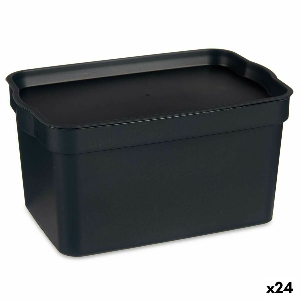 Boîte de rangement avec couvercle Kipit Anthracite Plastique 2,3 L (24 Unités)