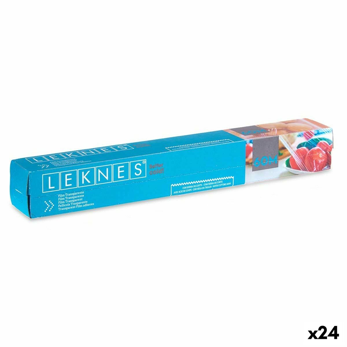 Film alimentaire Leknes Transparent Polyéthylène 8 mm 60 m 3,6 x 3,6 x 30,7 cm (24 Unités)