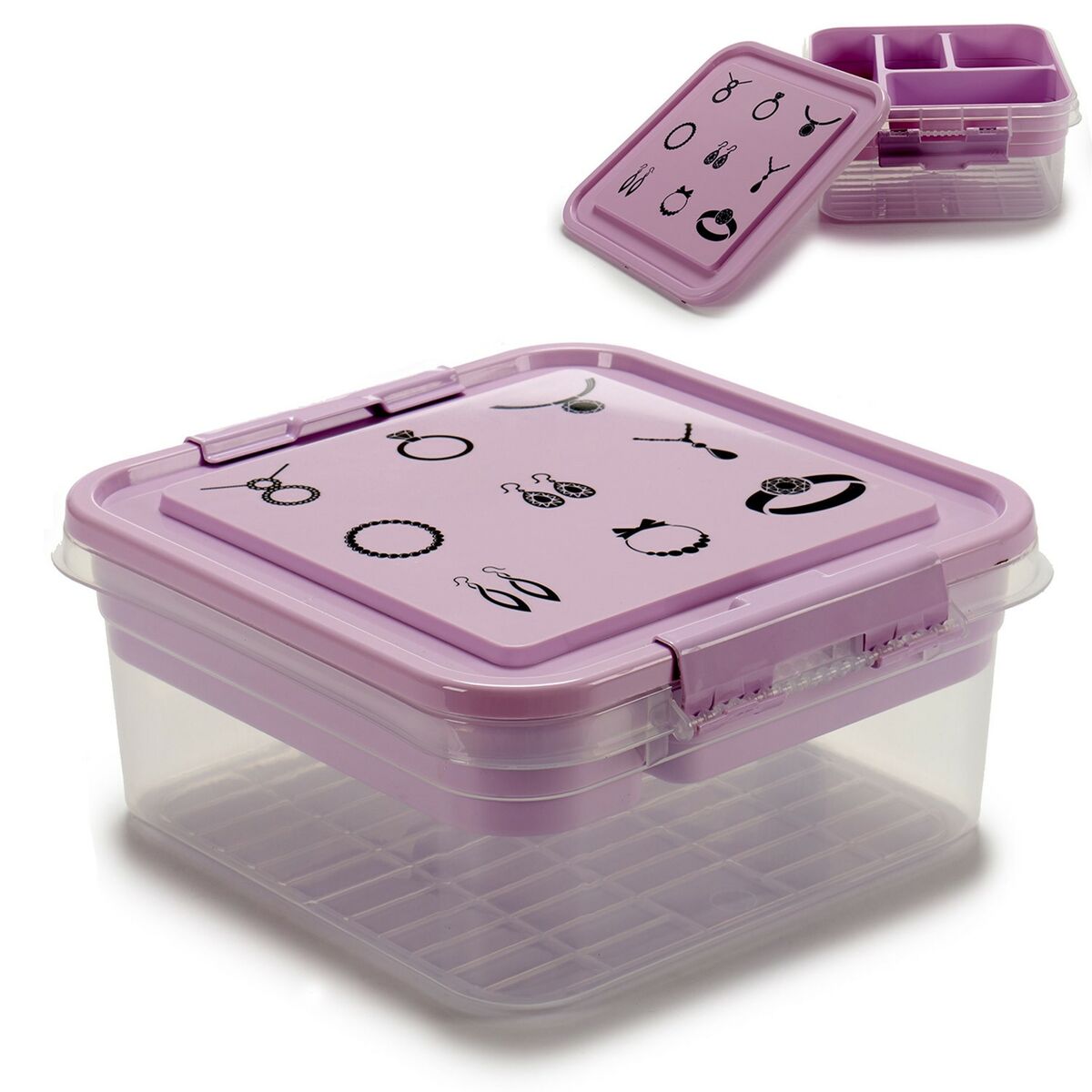 Boîte à bijoux Gondol Violet Transparent Plastique 24,5 x 11,5 x 26 cm (12 Unités)