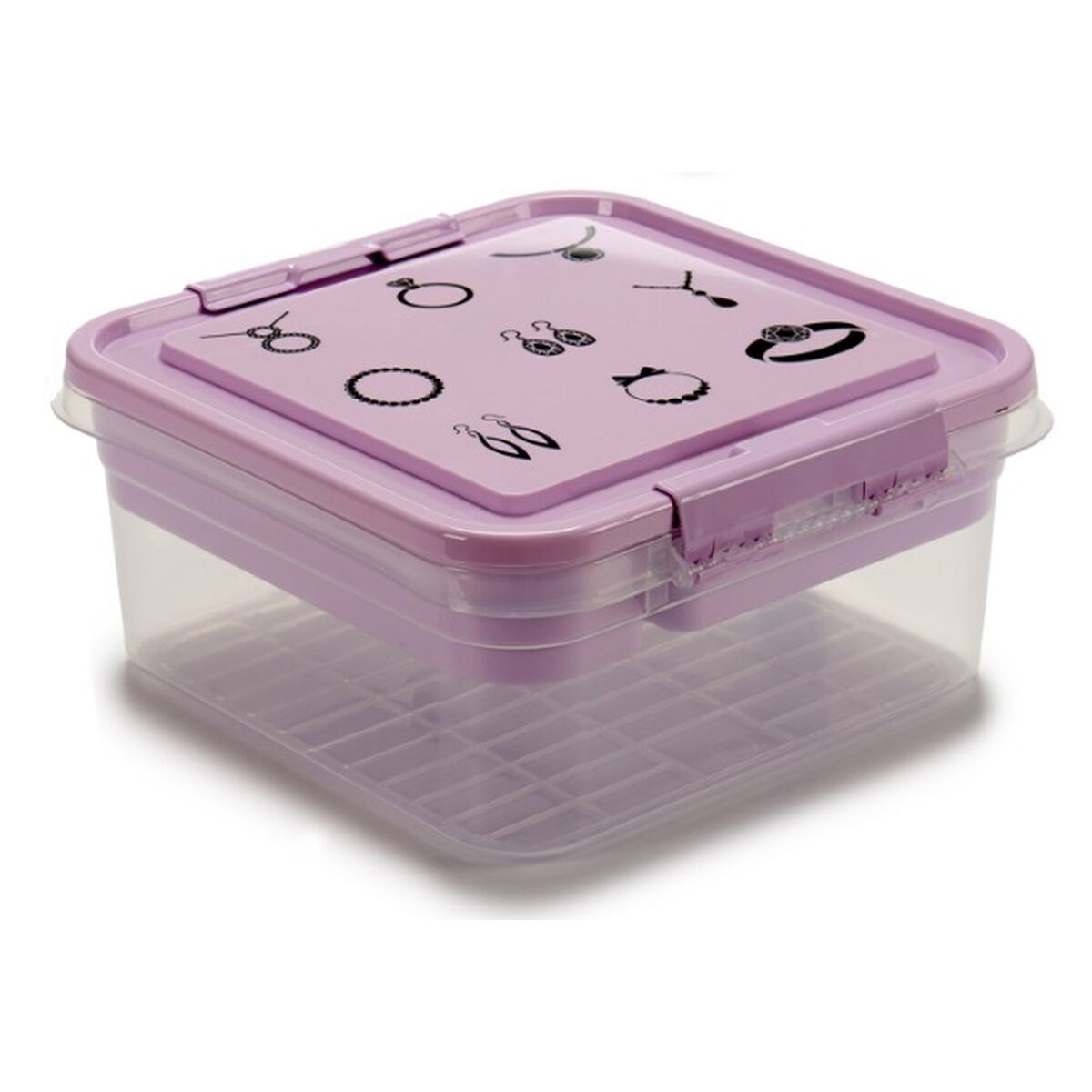 Boîte à bijoux Gondol Violet Transparent Plastique 24,5 x 11,5 x 26 cm (12 Unités)