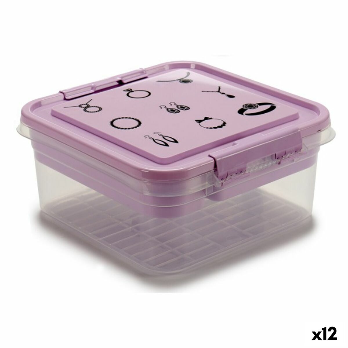 Boîte à bijoux Gondol Violet Transparent Plastique 24,5 x 11,5 x 26 cm (12 Unités)