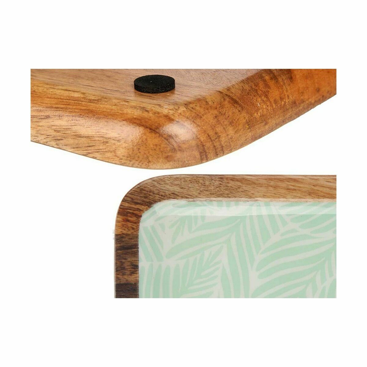 Centre de Table Gift Decor Blanc Marron Vert Polyester Résine Bois de manguier 25 x 25 cm 25,4 x 2,54 x 25,4 cm Feuille d'une pl