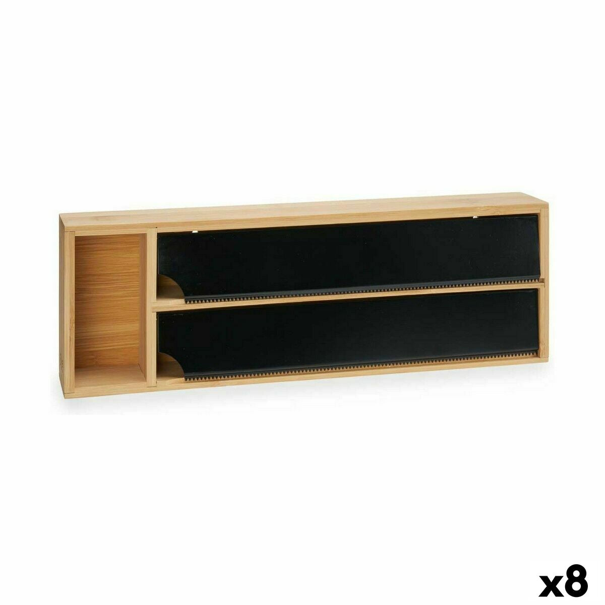 Distributeur de papier Kinvara Noir Naturel Bambou Acier inoxydable 40 x 7 x 13 cm Double (8 Unités)