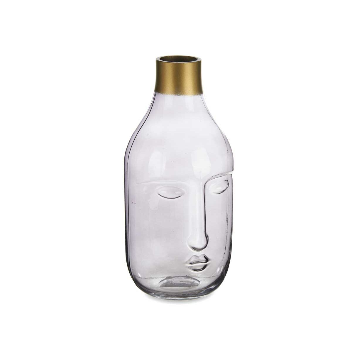 Vase Gift Decor Gris verre Visage 11 x 24,5 x 12 cm (6 Unités)