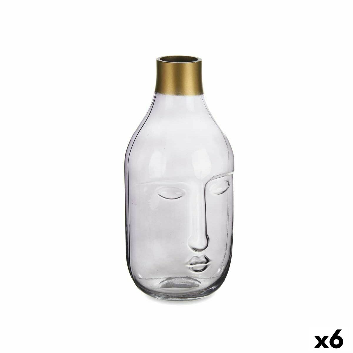 Vase Gift Decor Gris verre Visage 11 x 24,5 x 12 cm (6 Unités)