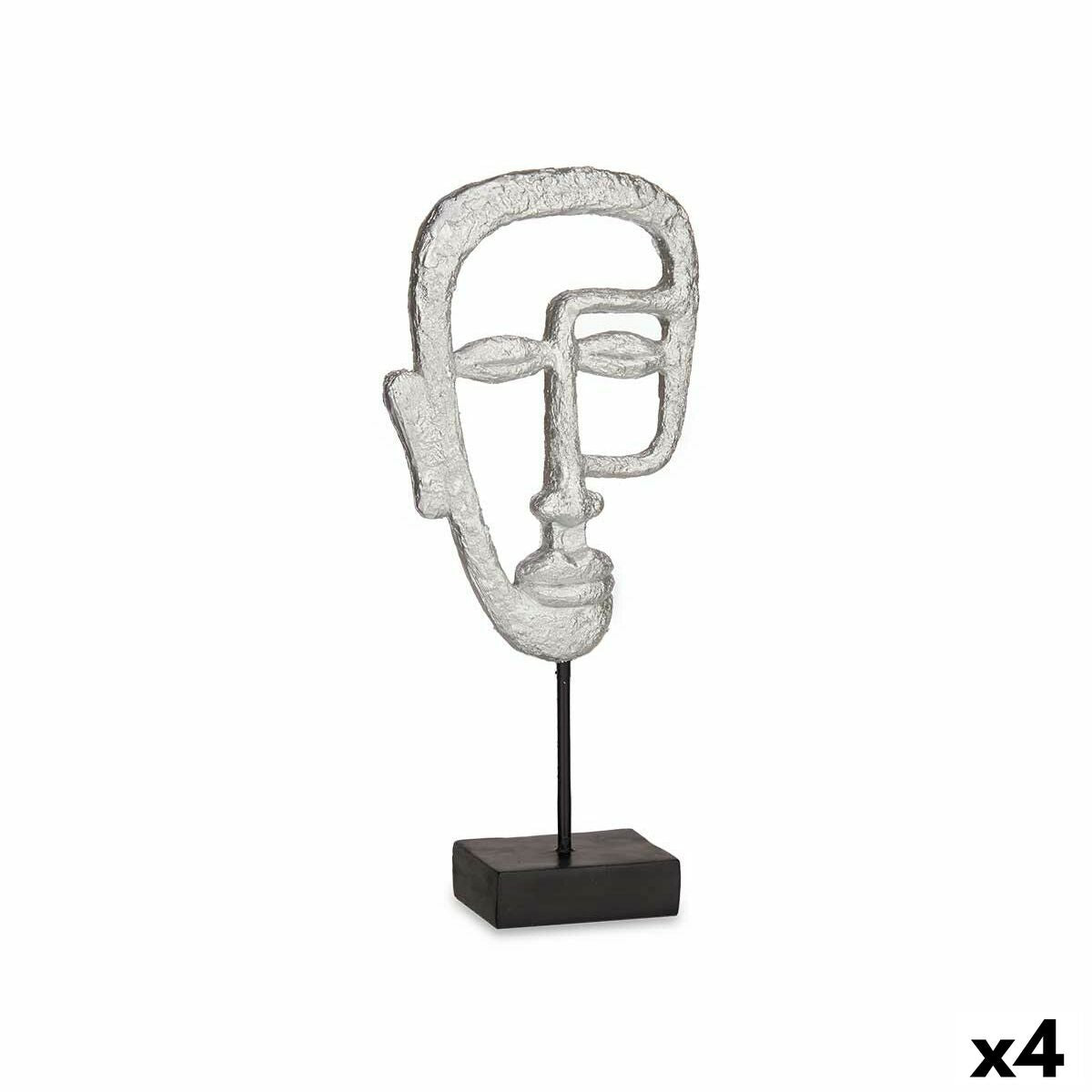 Figurine Décorative Gift Decor Argenté Argent Visage 19,5 x 38 x 10,5 cm (4 Unités)