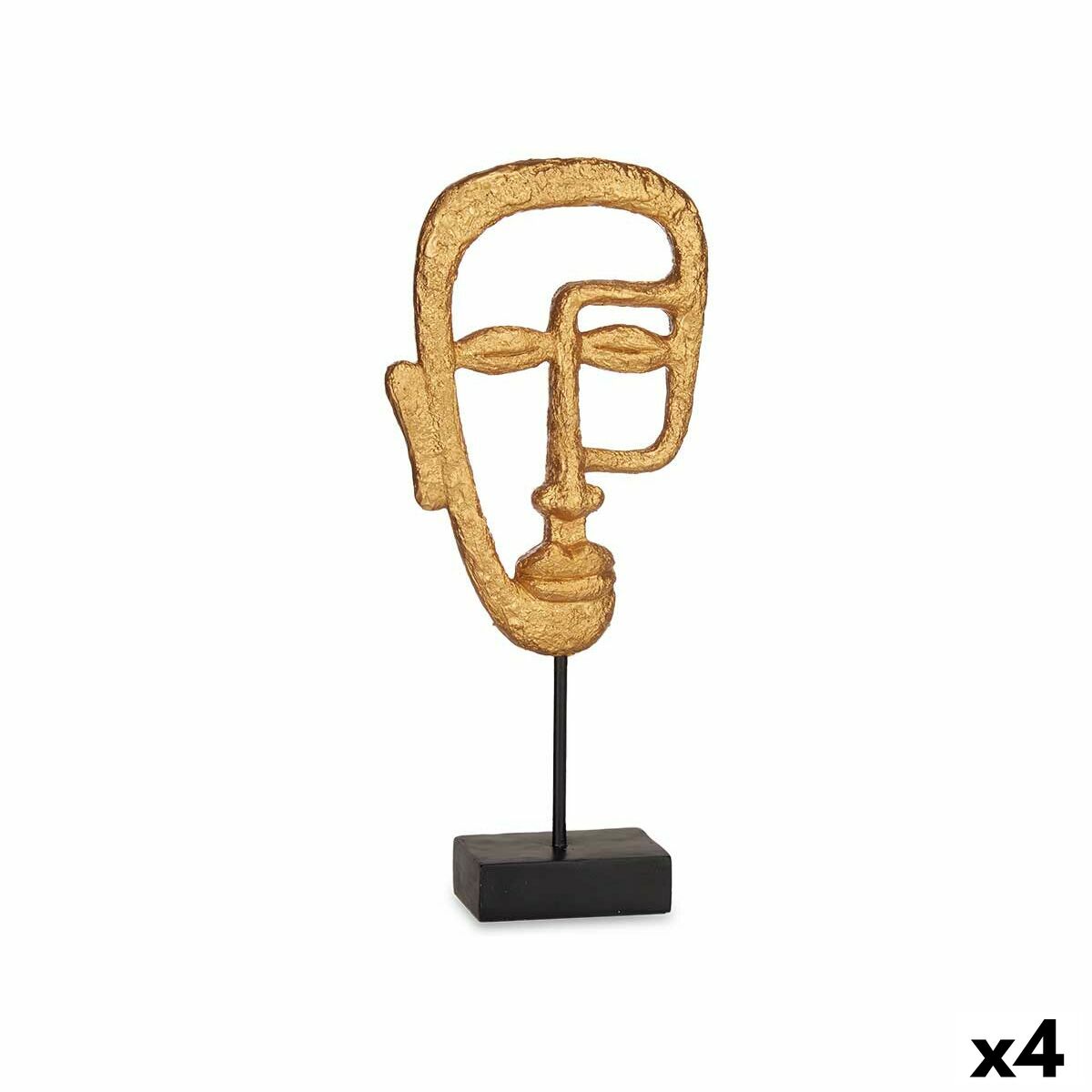 Figurine Décorative Gift Decor Doré Visage 19,5 x 38 x 10,5 cm (4 Unités)
