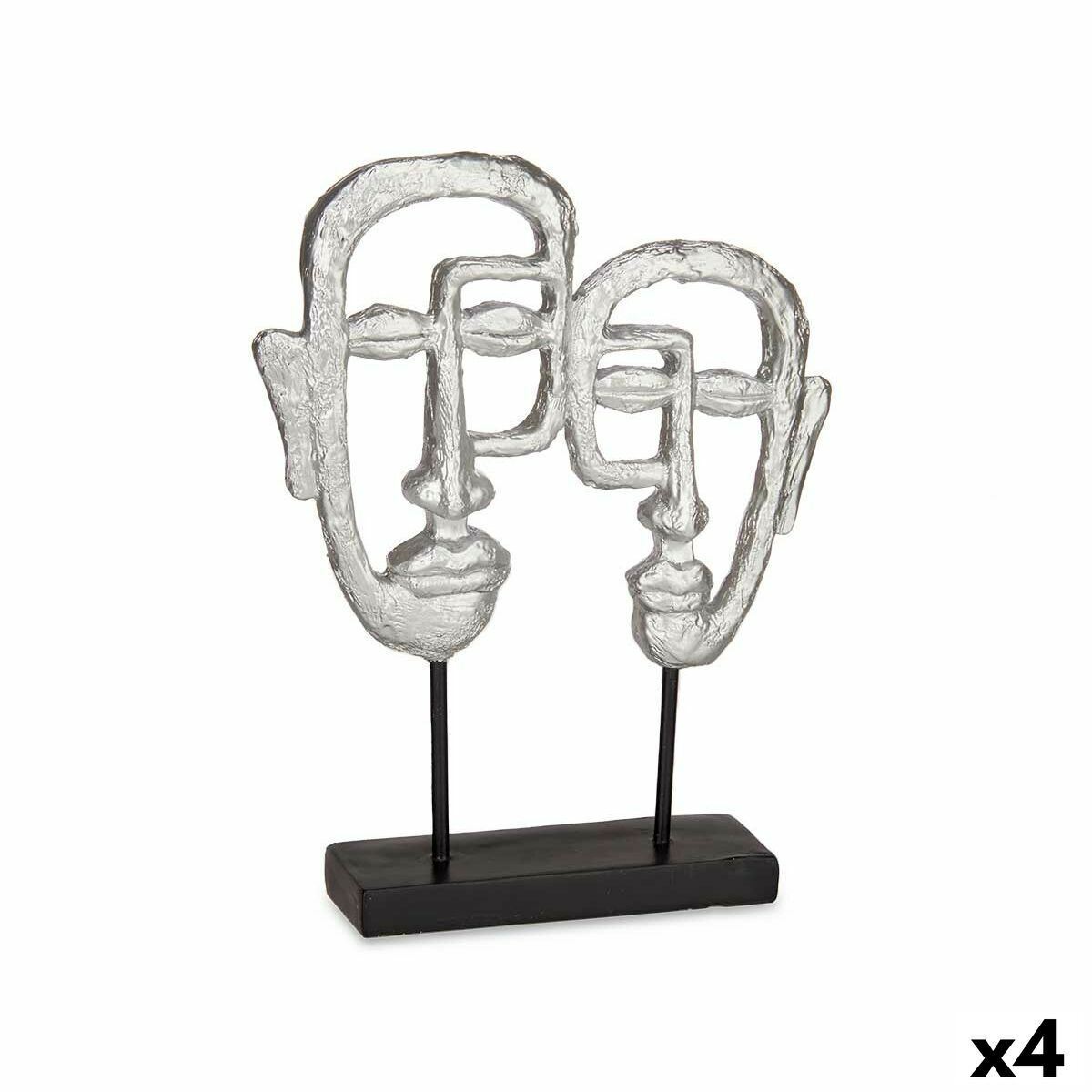 Figurine Décorative Gift Decor Argenté Argent Visage 27 x 32,5 x 10,5 cm (4 Unités)