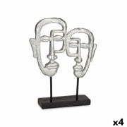 Figurine Décorative Gift Decor Argenté Argent Visage 27 x 32,5 x 10,5 cm (4 Unités)