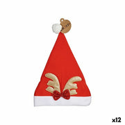 Bonnet de Père Noël Krist+ Blanc Rouge Doré Renne 28 x 2 x 39 cm (12 Unités)