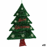 Décorations de Noël Krist+ Rouge Vert Argent polypropylène PET Sapin de Noël 44 x 58,8 x 7 cm Pendentif guirlande Lumière LED (1