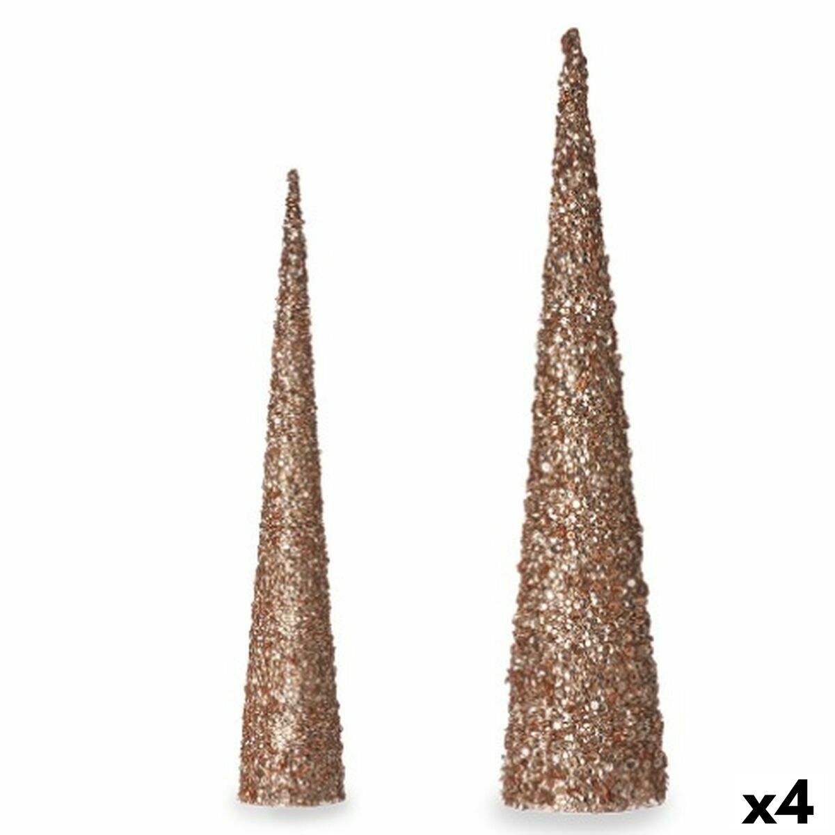 Décorations de Noël Krist+ Bronze Doré Cônes 9,5 x 60 x 9,5 cm Paillettes (4 Unités)