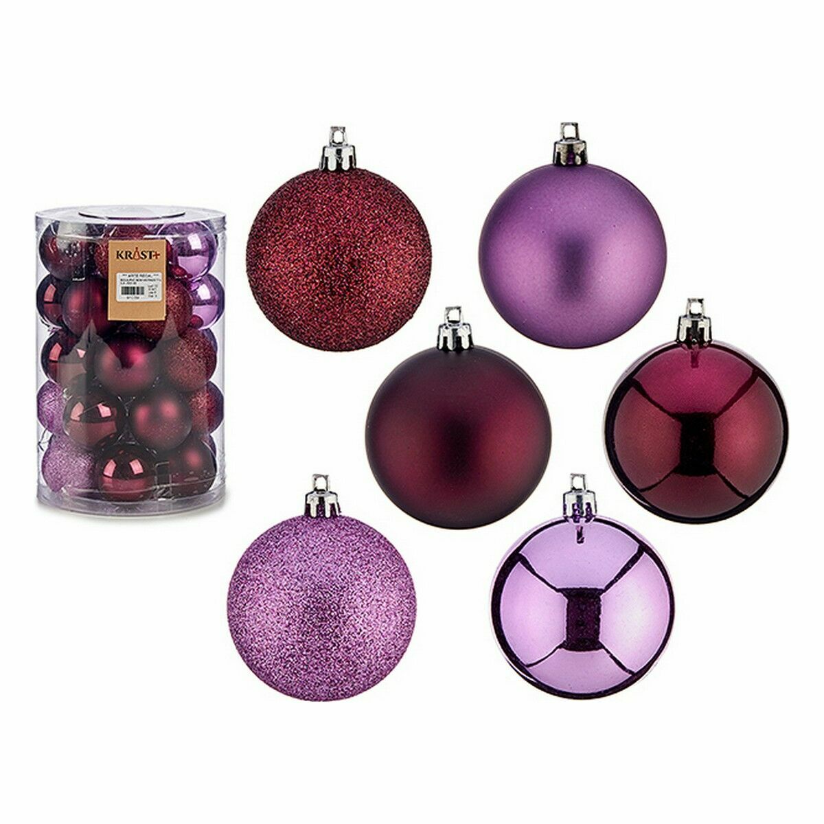 Lot de boules de Noël Krist+ Violet Plastique (6 Unités)