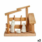 Crèche de Noël Krist+ Blanc Naturel Bois Céramique 18 x 17 x 8 cm (2 Unités)