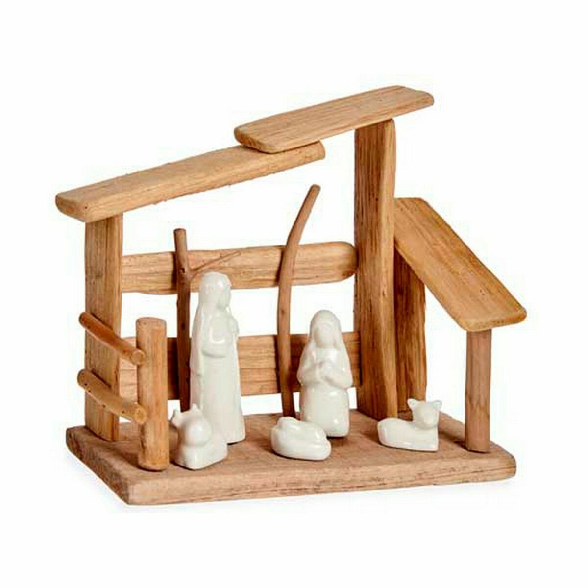 Crèche de Noël Krist+ Blanc Naturel Bois Céramique 10 x 21 x 25 cm (2 Unités)