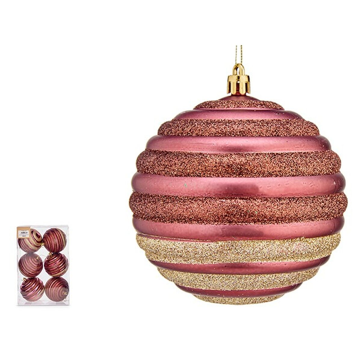 Lot de boules de Noël Krist+ Rose Plastique Cercles (6 Unités)