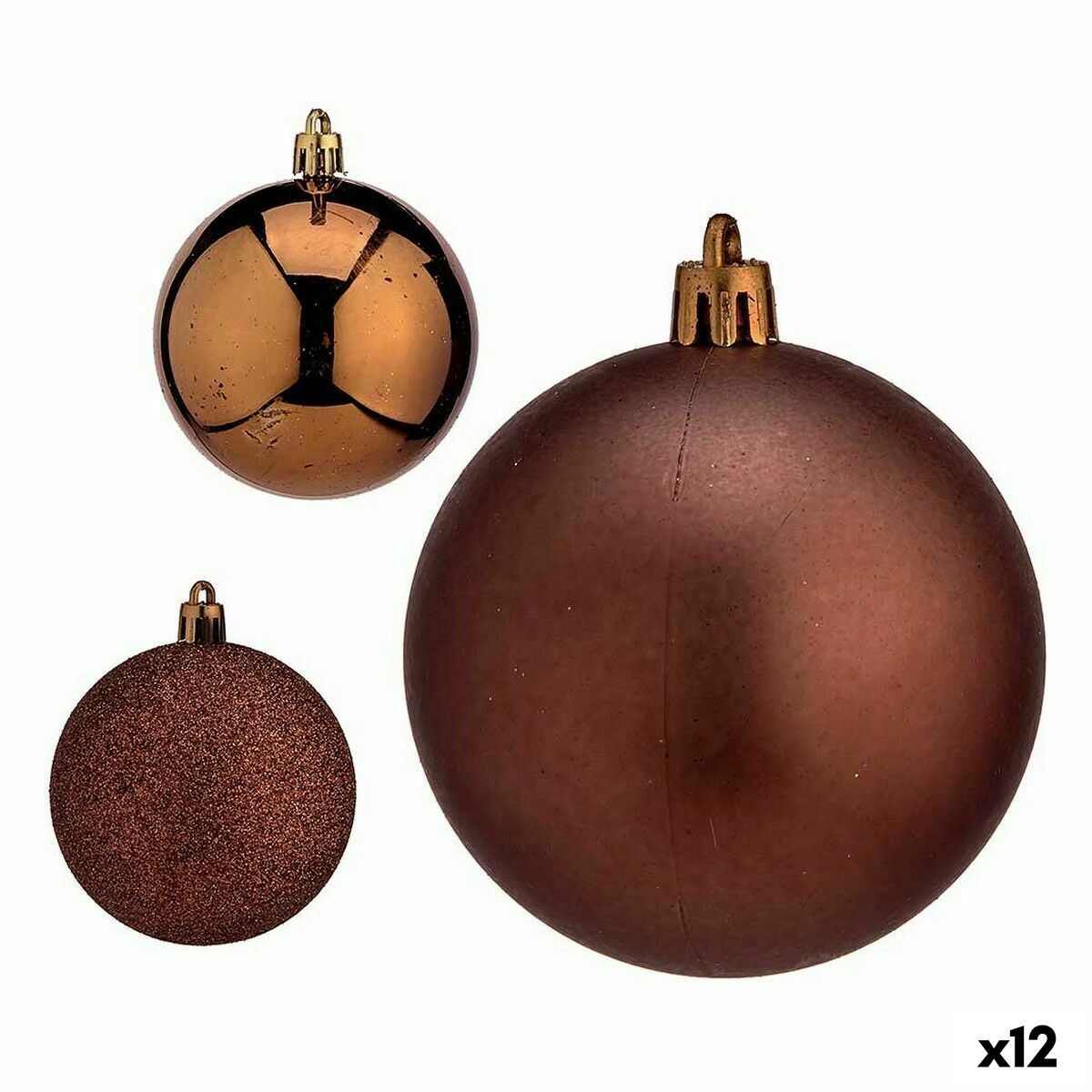 Lot de boules de Noël Krist+ Marron Plastique (12 Unités)