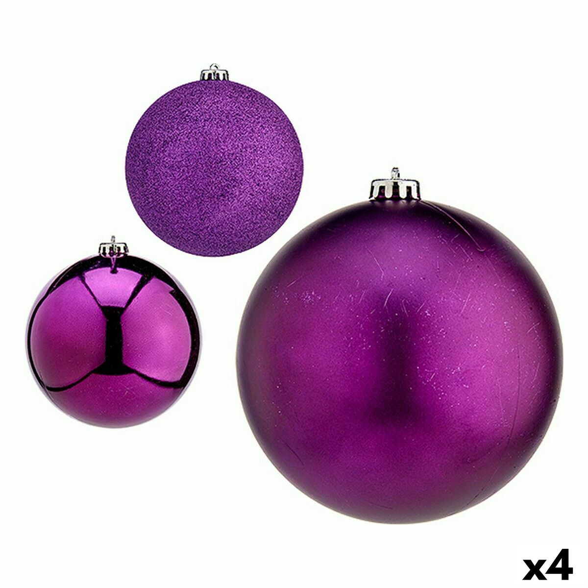 Lot de boules de Noël Krist+ Violet Plastique Ø 15 cm (4 Unités)