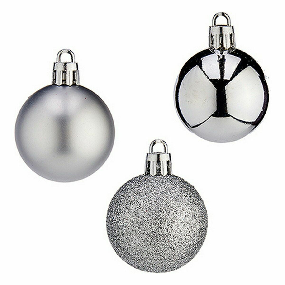 Lot de boules de Noël Krist+ Argenté Plastique 4 cm (12 Unités)
