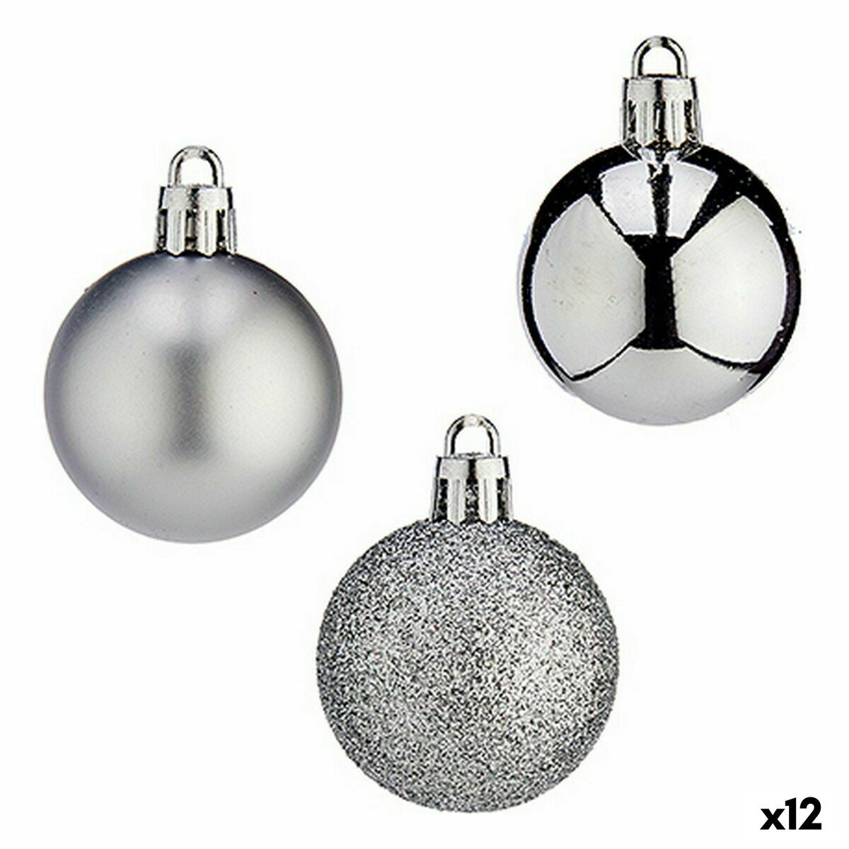 Lot de boules de Noël Krist+ Argenté Plastique 4 cm (12 Unités)