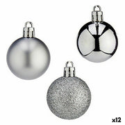 Lot de boules de Noël Krist+ Argenté Plastique 4 cm (12 Unités)