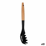 Cuillère de service pour les pâtes Kinvara Noir Naturel Bois Plastique 6 x 33,5 x 6 cm 6 x 33,5 cm (12 Unités)