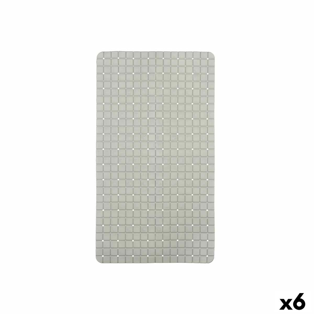 Tapis de Douche Antidérapant Berilo Gris PVC 67,7 x 38,5 x 0,7 cm Carreaux (6 Unités)