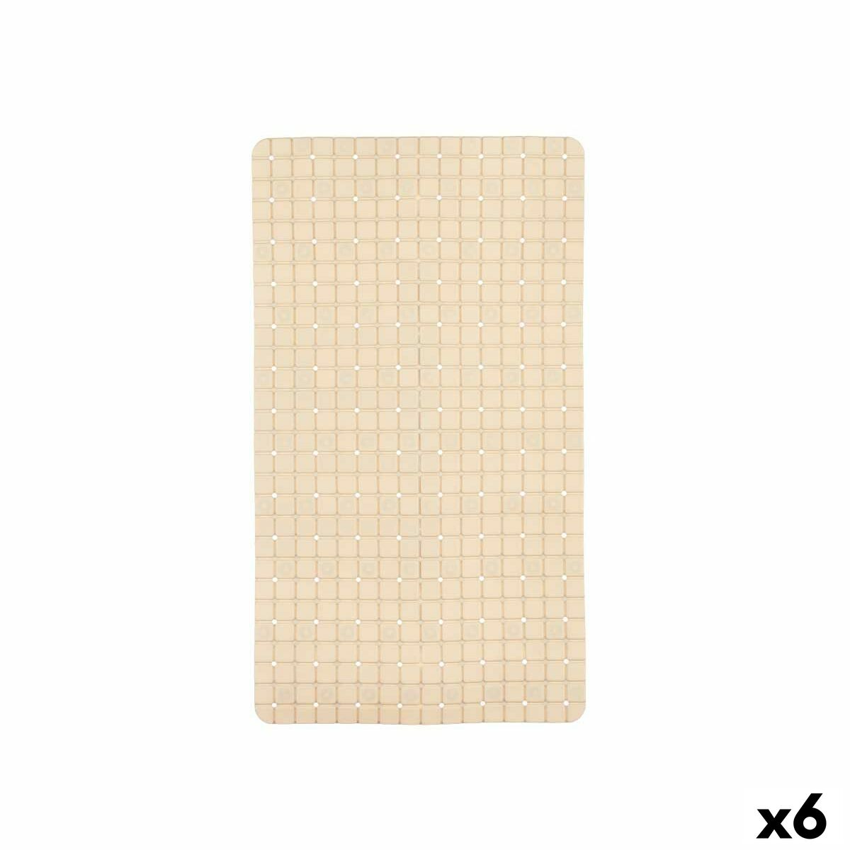 Tapis de Douche Antidérapant Berilo Beige PVC 67,7 x 38,5 x 0,7 cm Carreaux (6 Unités)