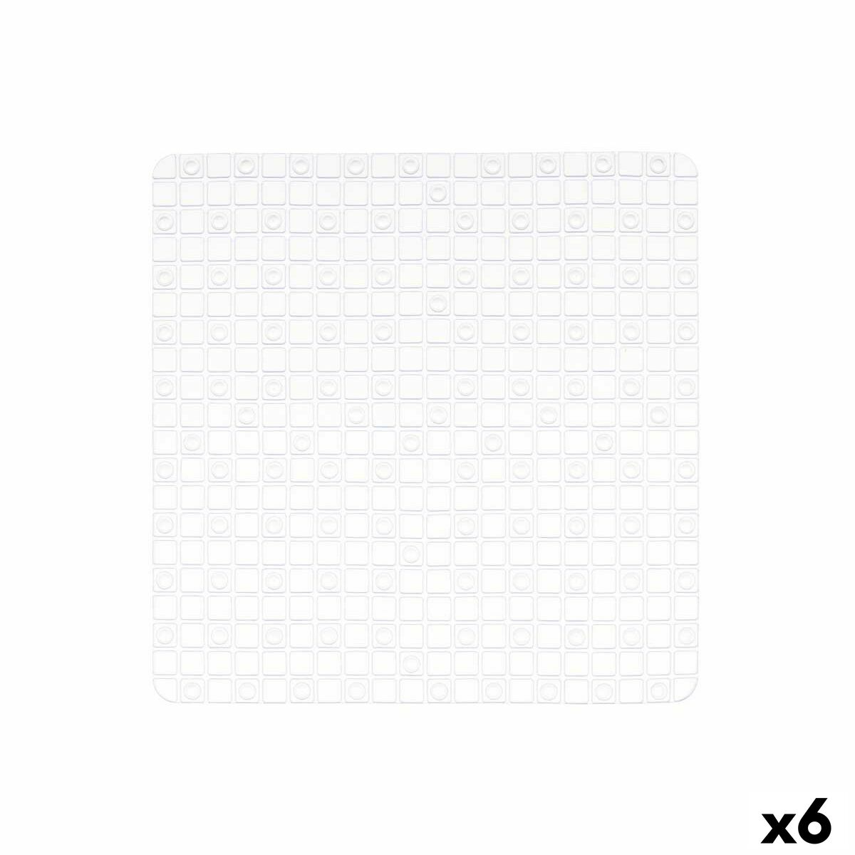 Tapis de Douche Antidérapant Berilo Transparent PVC 6 x 50 x 6 cm 50,3 x 50,3 x 0,7 cm Carreaux (6 Unités)