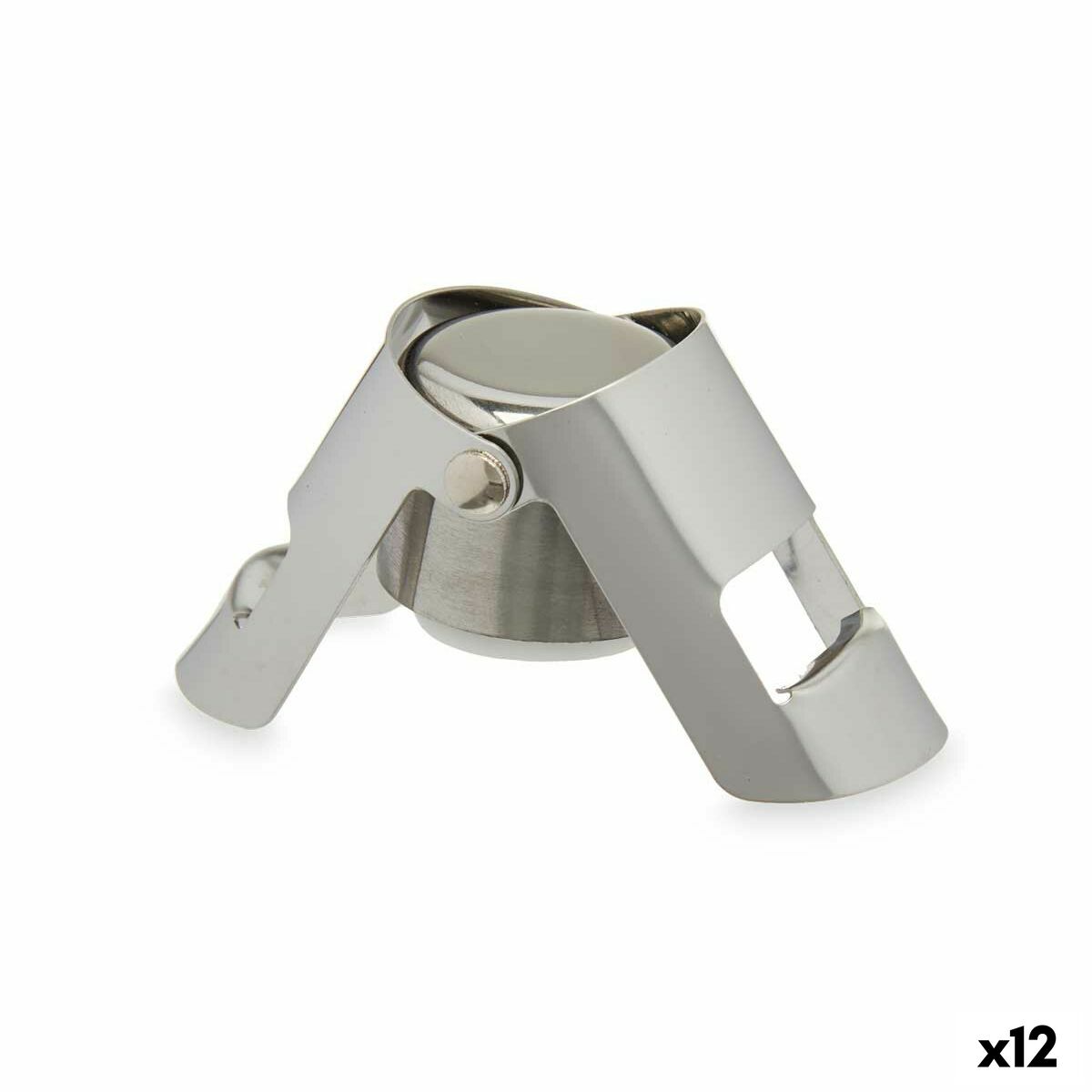 Bouchon à champagne Kinvara Argenté Argent Silicone Acier inoxydable Plastique 6 x 5,5 x 3,5 cm Hermétique (12 Unités)