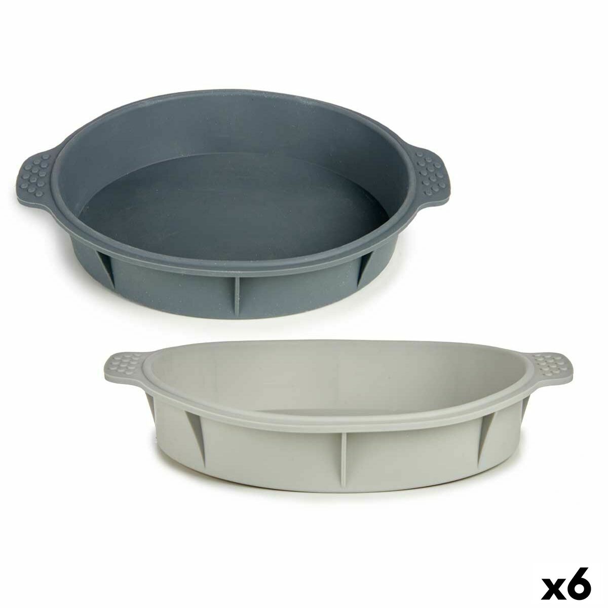 Moule à pâtisserie Kinvara Gris clair Gris foncé Silicone 30 x 4,5 x 26 cm Rond (6 Unités)