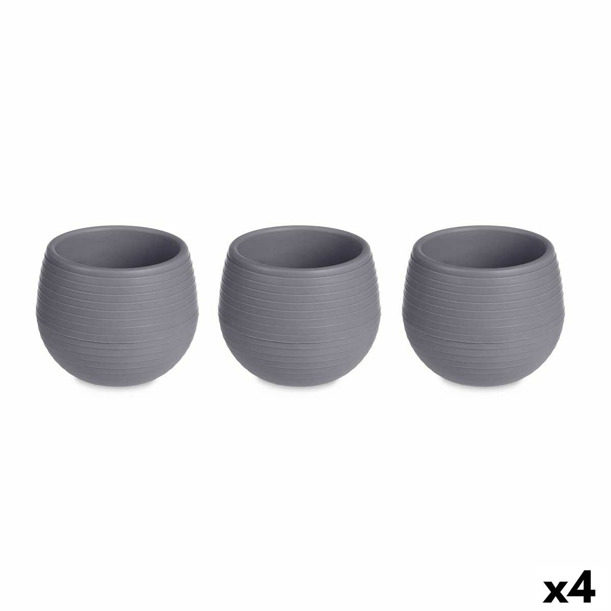Set de pots Ibergarden Anthracite Plastique 16,5 x 16,5 x 14,5 cm 51,5 x 14,5 x 16,5 cm (4 Unités)