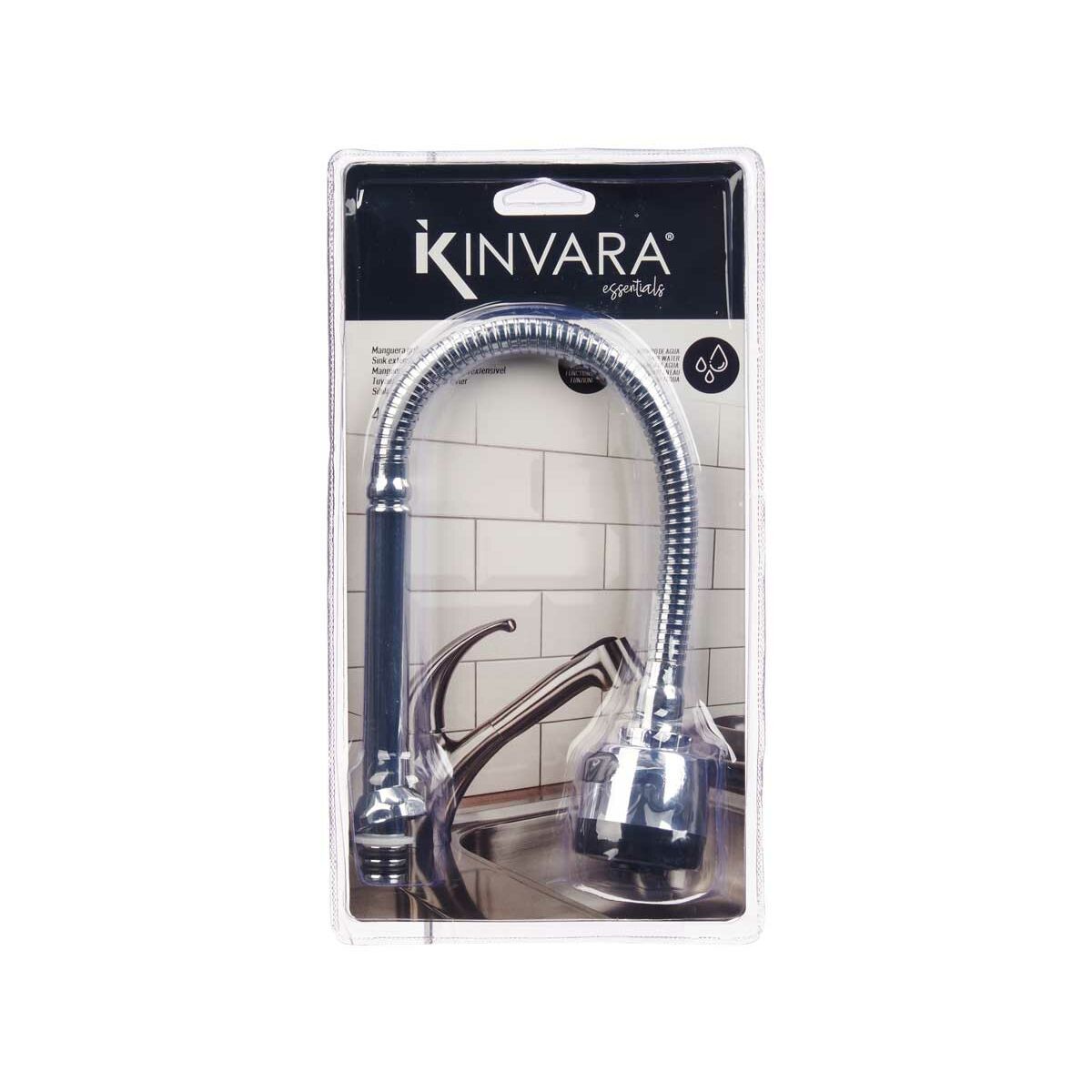 Kitchen Tap Kinvara Noir Argenté Caoutchouc Métal Plastique Extensible Multifonction (12 Unités)