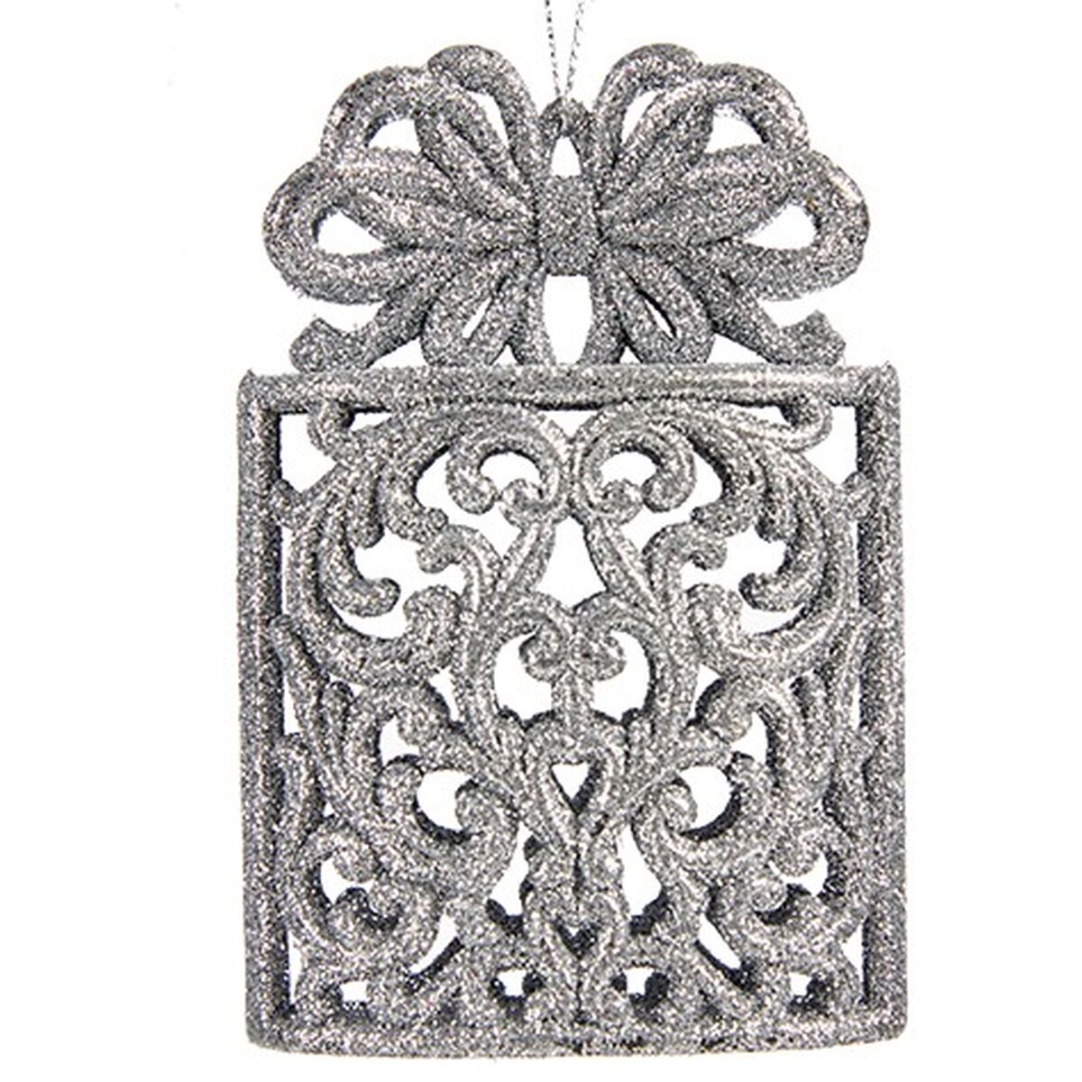 Décorations de Noël Krist+ Argenté Plastique Paillettes Boîte Cadeau 7,5 x 11,5 x 4 cm (24 Unités)