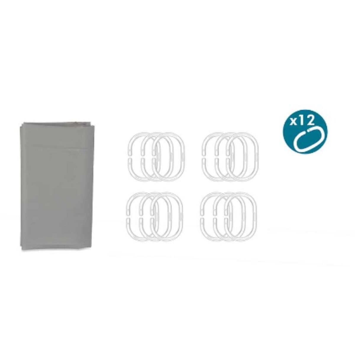Rideau de Douche Berilo Gris Polyéthylène EVA 180 x 180 cm (12 Unités)