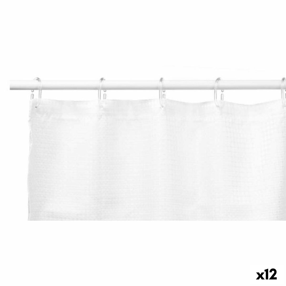 Rideau de Douche Berilo Blanc Polyester 180 x 180 cm 30 x 5 x 19 cm Points (12 Unités)