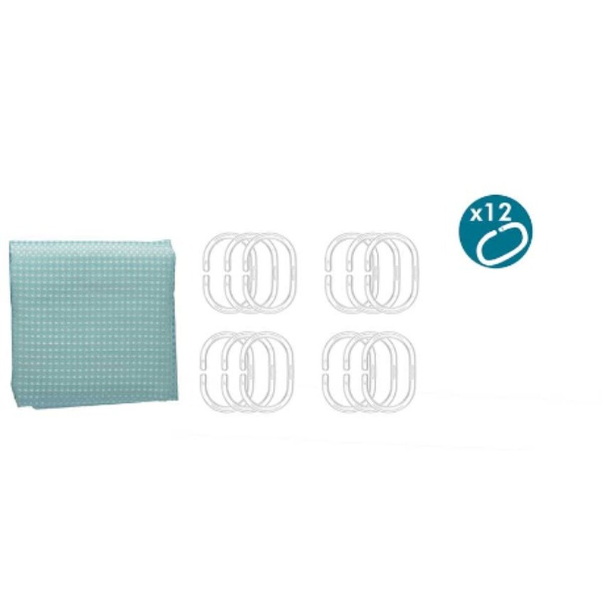 Rideau de Douche Berilo Vert turquoise Polyester 180 x 180 cm 30 x 5 x 19 cm Points (12 Unités)