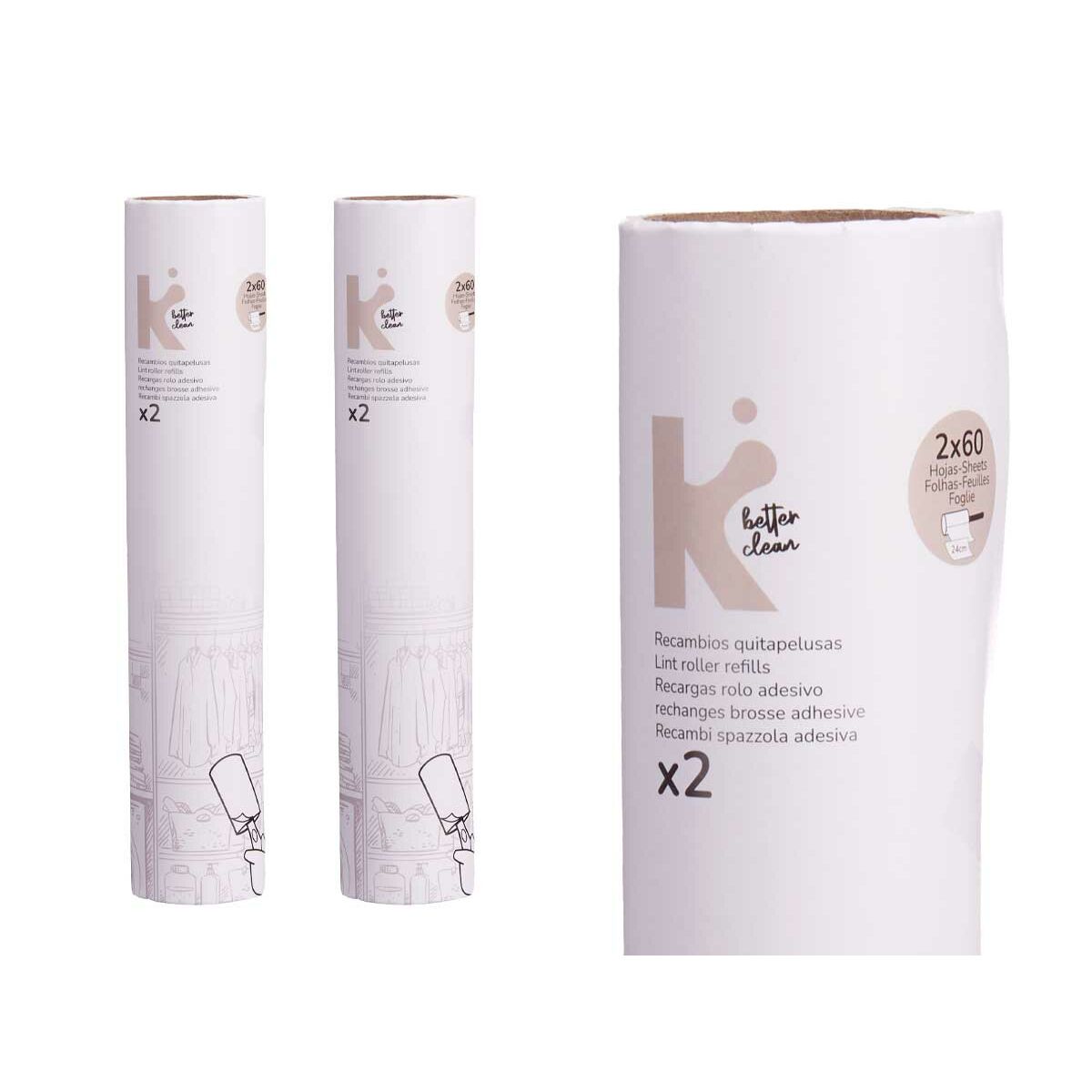 Anti-peluche Blanc 24 x 19 cm 14 x 31 x 4,5 cm Rechange (12 Unités)