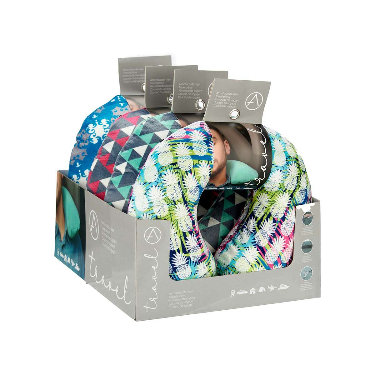 Coussin Cervical Imprimé 31 x 10,5 x 27,4 cm (4 Unités)