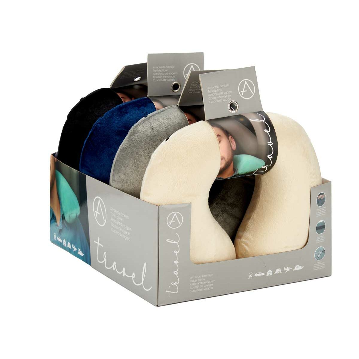 Coussin Cervical Bleu Noir Beige Gris 31 x 10,5 x 27,4 cm (4 Unités)