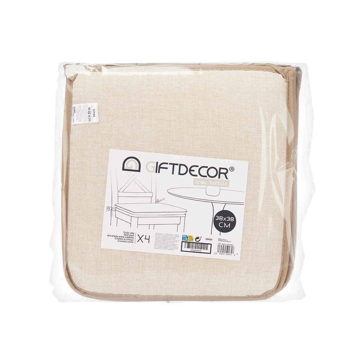 Coussin de chaise Gift Decor 38 x 2,5 x 38 cm (4 Unités)