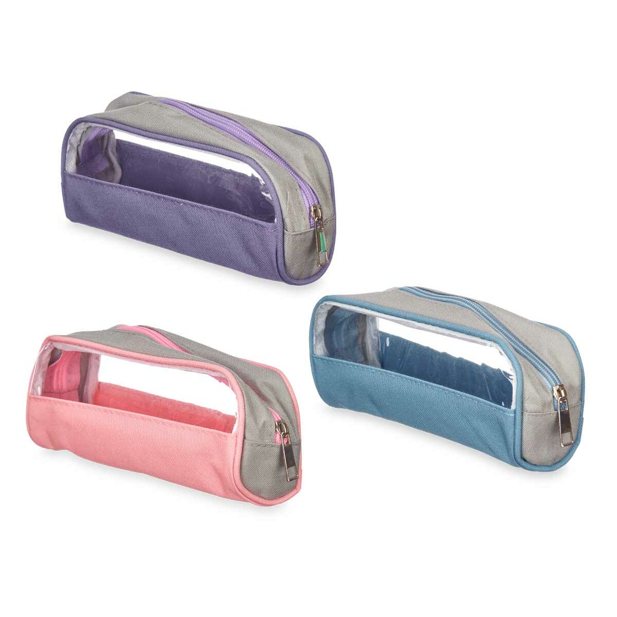 Trousse d'écolier Pincello Bleu Violet Rose Transparent 23 x 5,5 x 8 cm (12 Unités)