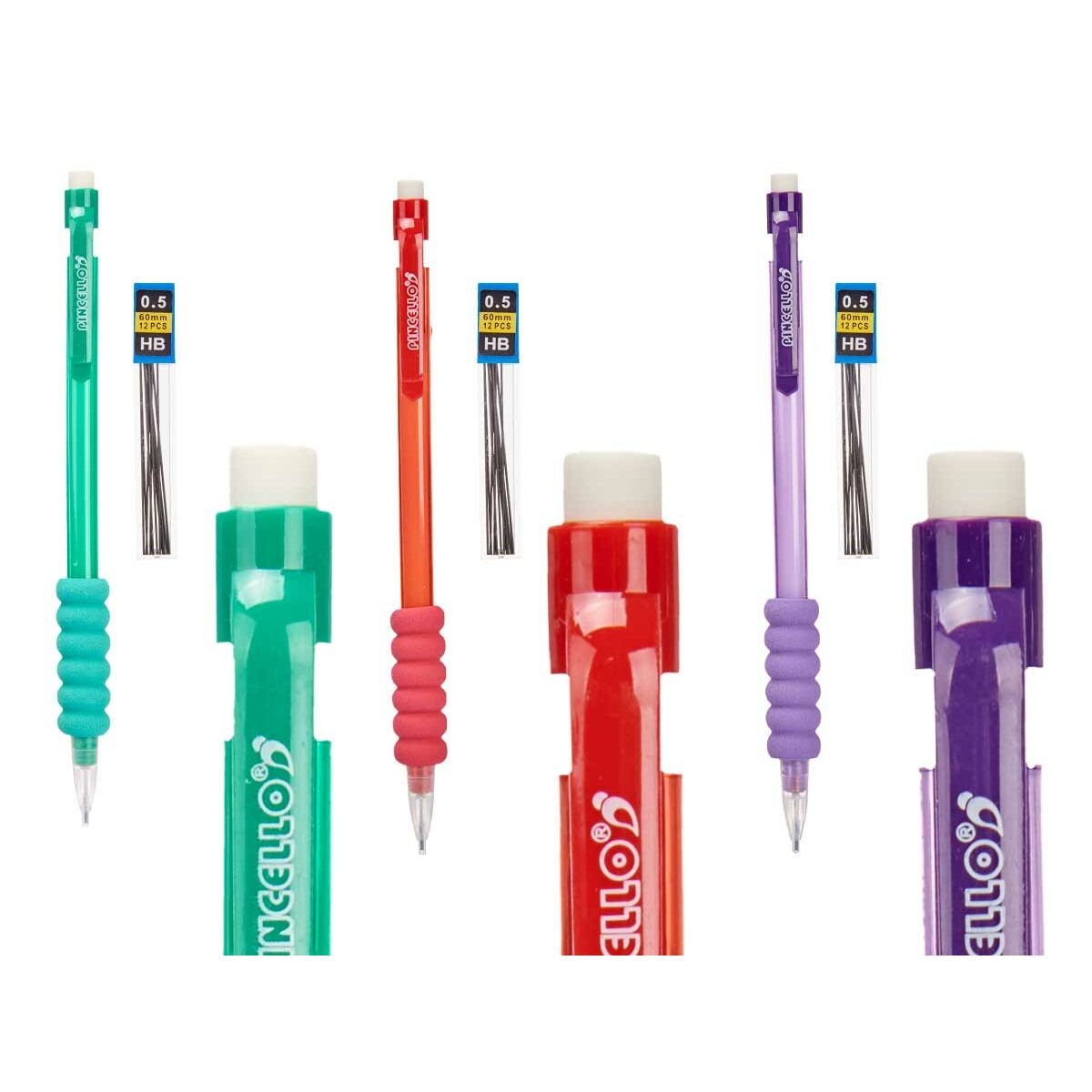 Portemines Pincello Bleu Rouge Vert Mines 0,5 mm (12 Unités)