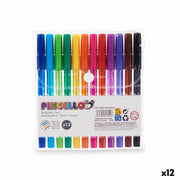 Ensemble de Stylos Pincello Jaune Bleu Marron Noir Rouge Vert Multicouleur Orange Rose Violet Vert foncé Celeste (12 Unités)