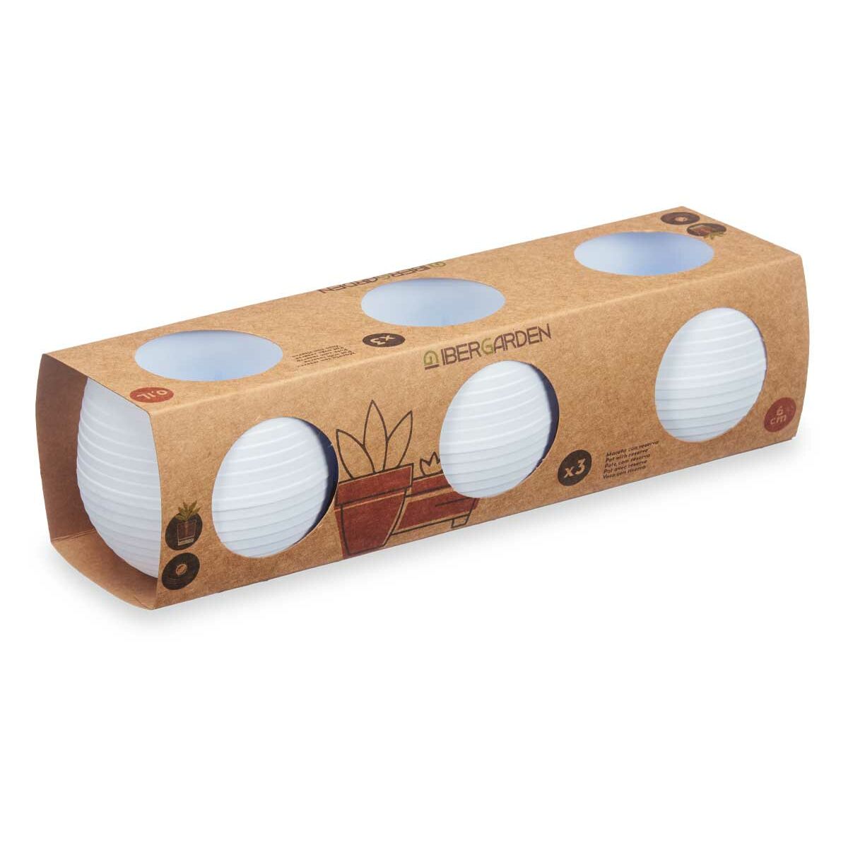 Set de pots Ibergarden Blanc Plastique 6,2 x 6,2 x 6,6 cm 7,5 x 7 x 25 cm 25 x 7 x 8 cm (8 Unités)